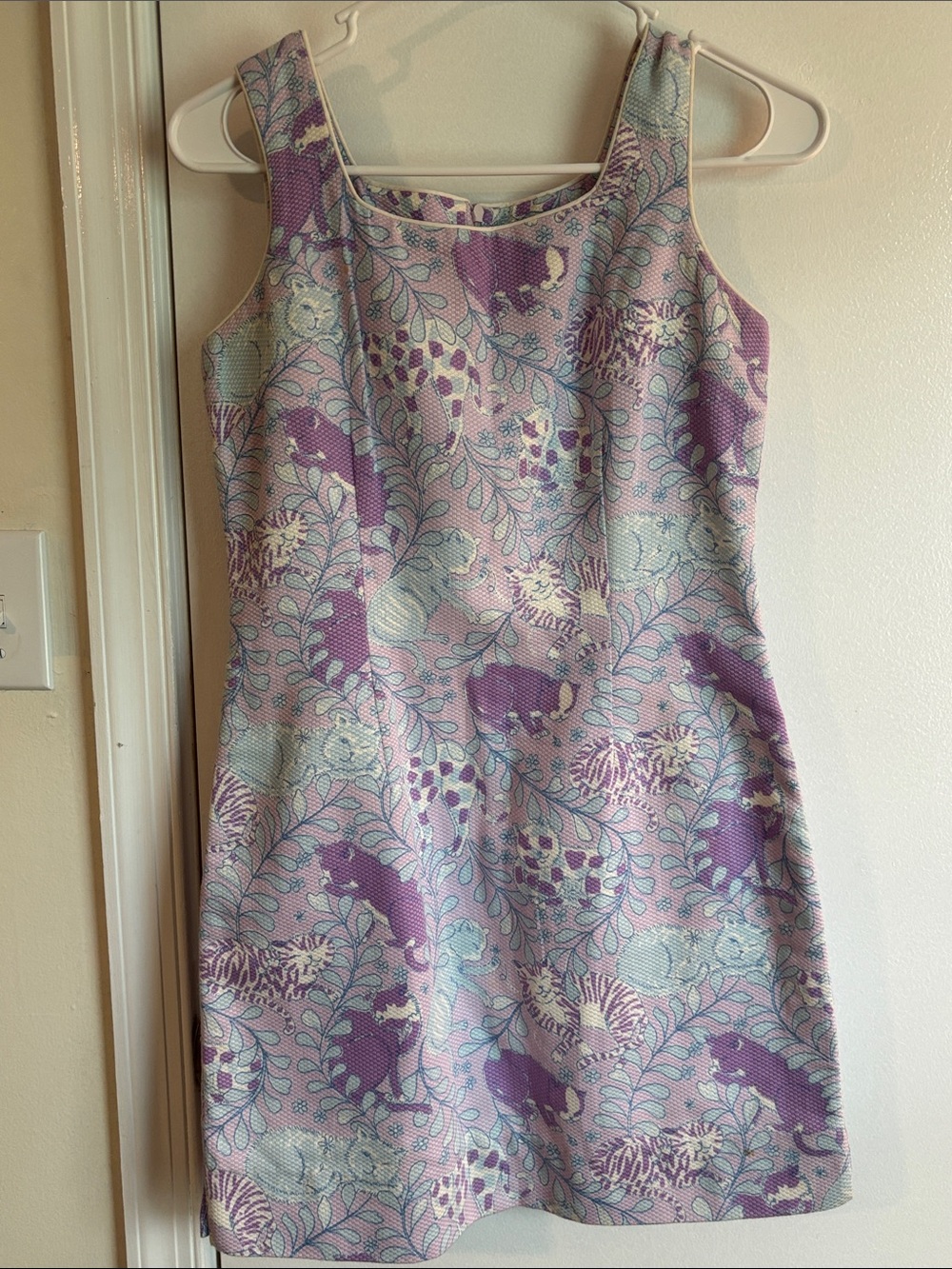 Vintage Lilly Pulitzer- Lavender Purple & Light Blue with Cats Dress